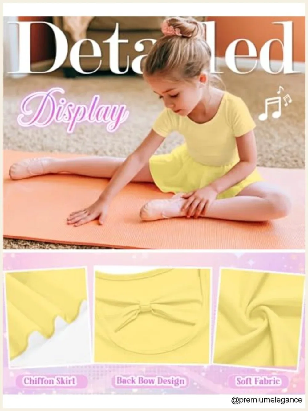 2 Pack Ballet Leotards with Removable Skirt Short Sleeve Dance Dress Toddler